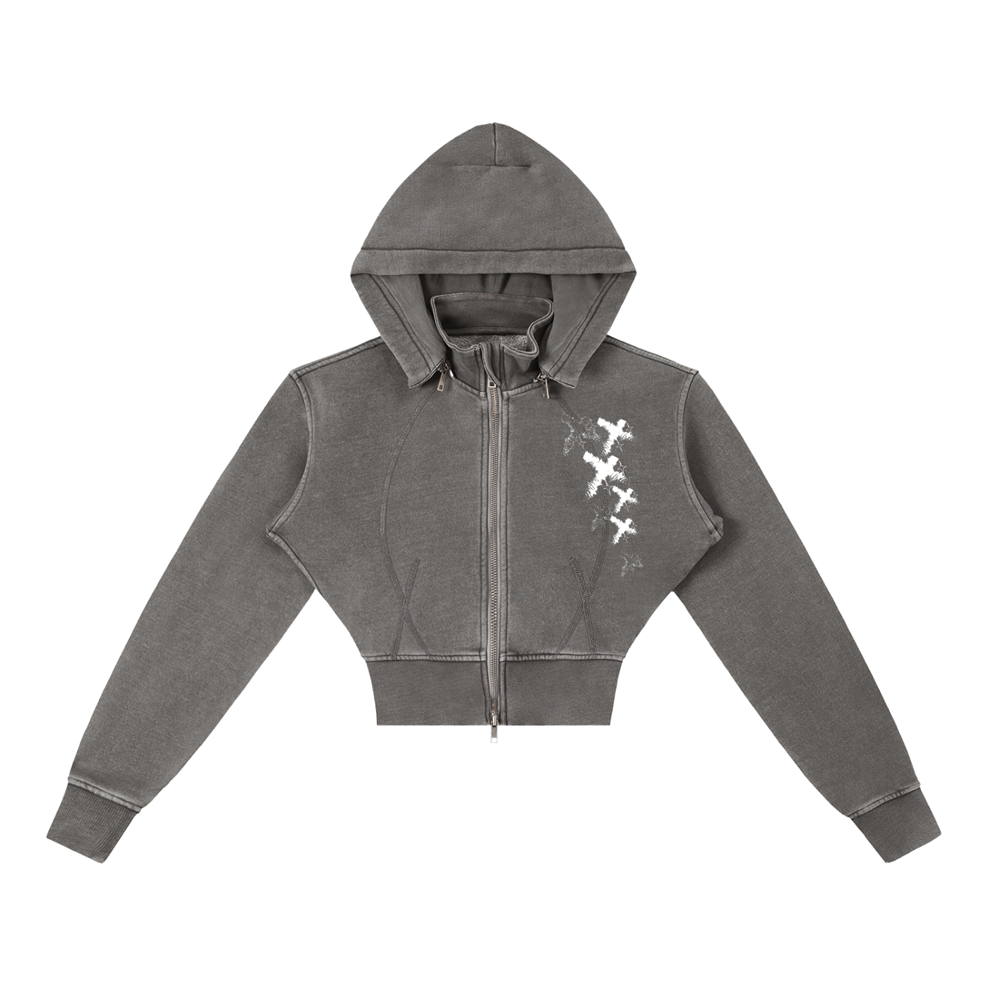 Vintage Washed Cropped Fleece Hoodie