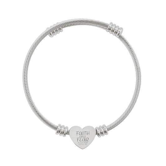 Engravable Heart Cuff Bracelet – Personalized Initial/Name Charm (Silver or Gold)