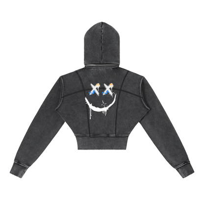 Vintage Washed Cropped Fleece Hoodie