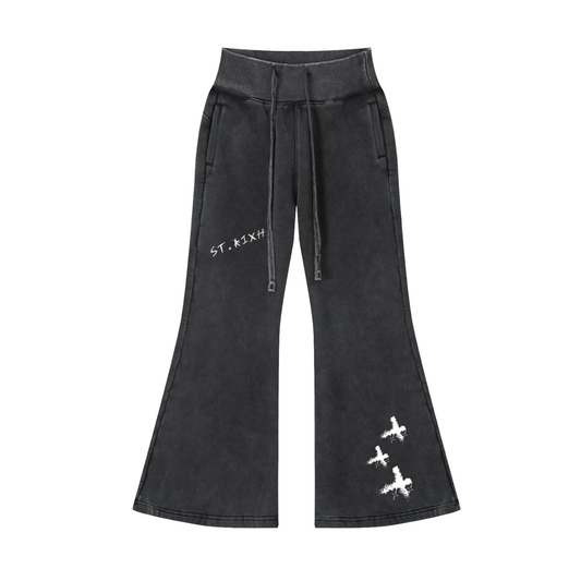 Vintage Washed Flared Fleece Pants