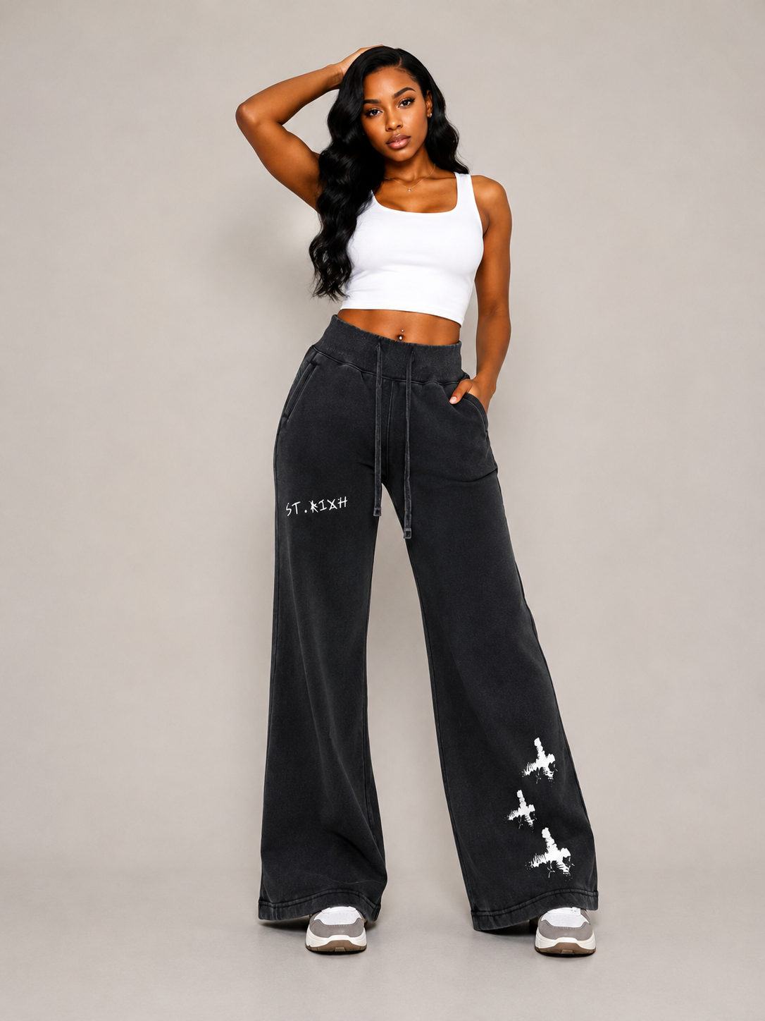 Vintage Washed Flared Fleece Pants