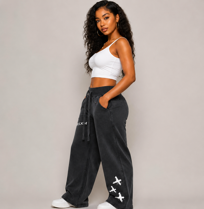 Vintage Washed Flared Fleece Pants