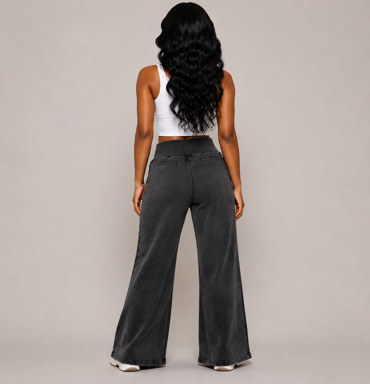 Vintage Washed Flared Fleece Pants