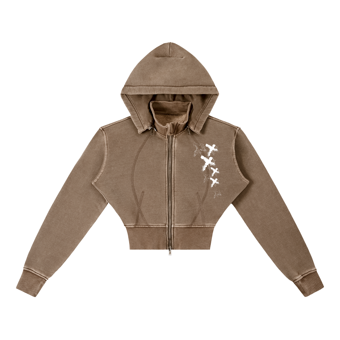 Vintage Washed Cropped Fleece Hoodie